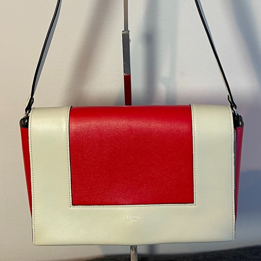 Celine Medium Frame Shoulder Bag in Red and Cream - Preowned - Picture 3 of 15